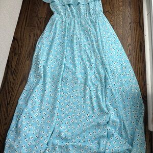 Miami Light Blue Floral Maxi Dress